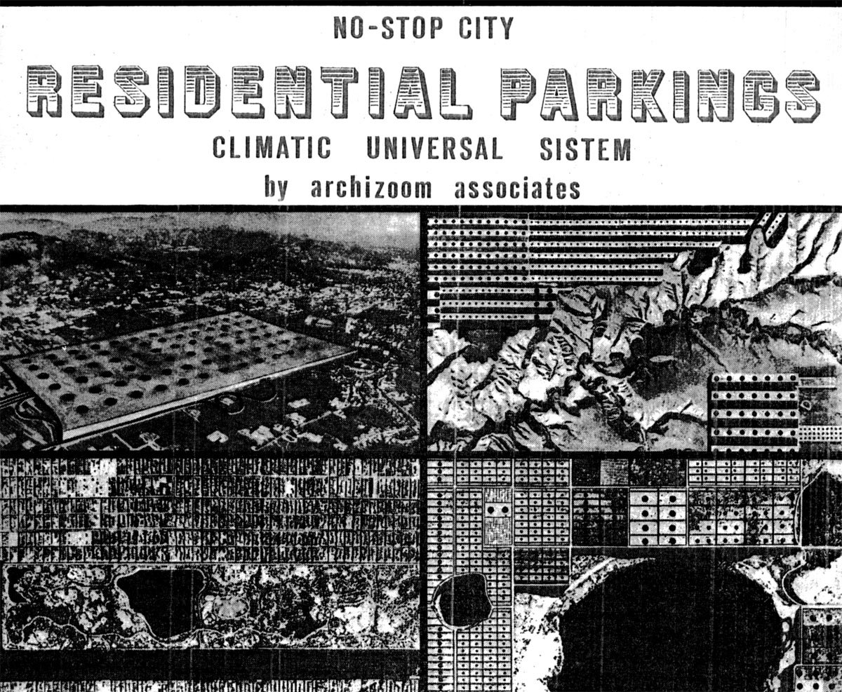 Plan view of Archizoom's No-Stop City, showing an endless, uniform grid.